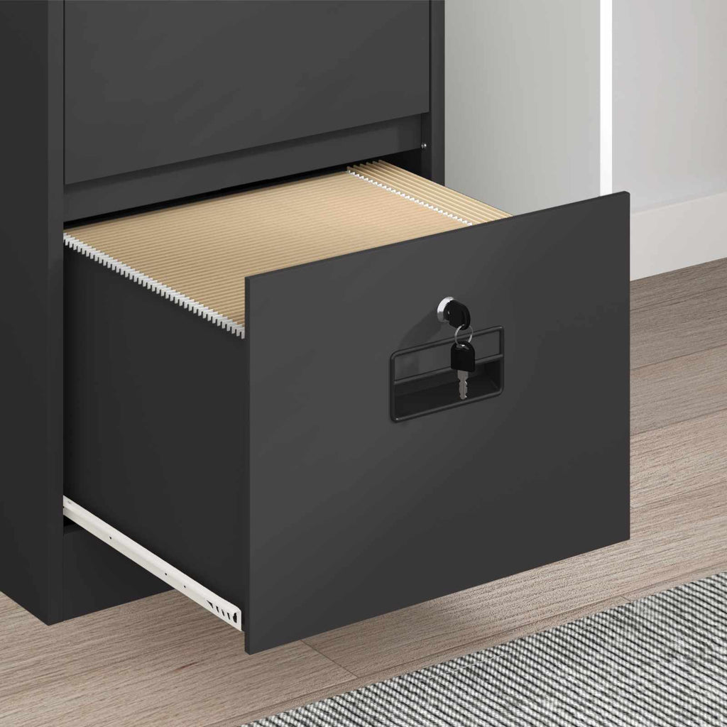 Armadio per File con cassetto Nero 45,5 x 42 x 106,5 cm