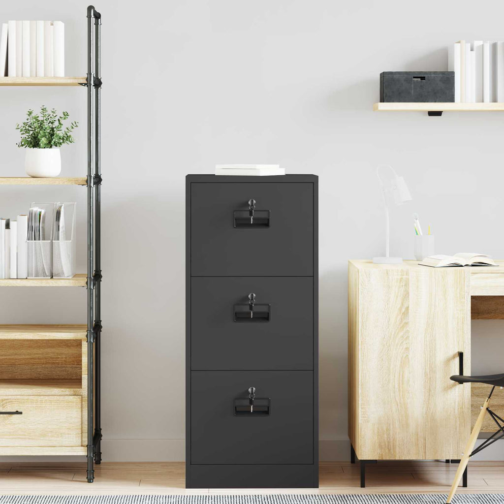Armadio per File con cassetto Nero 45,5 x 42 x 106,5 cm