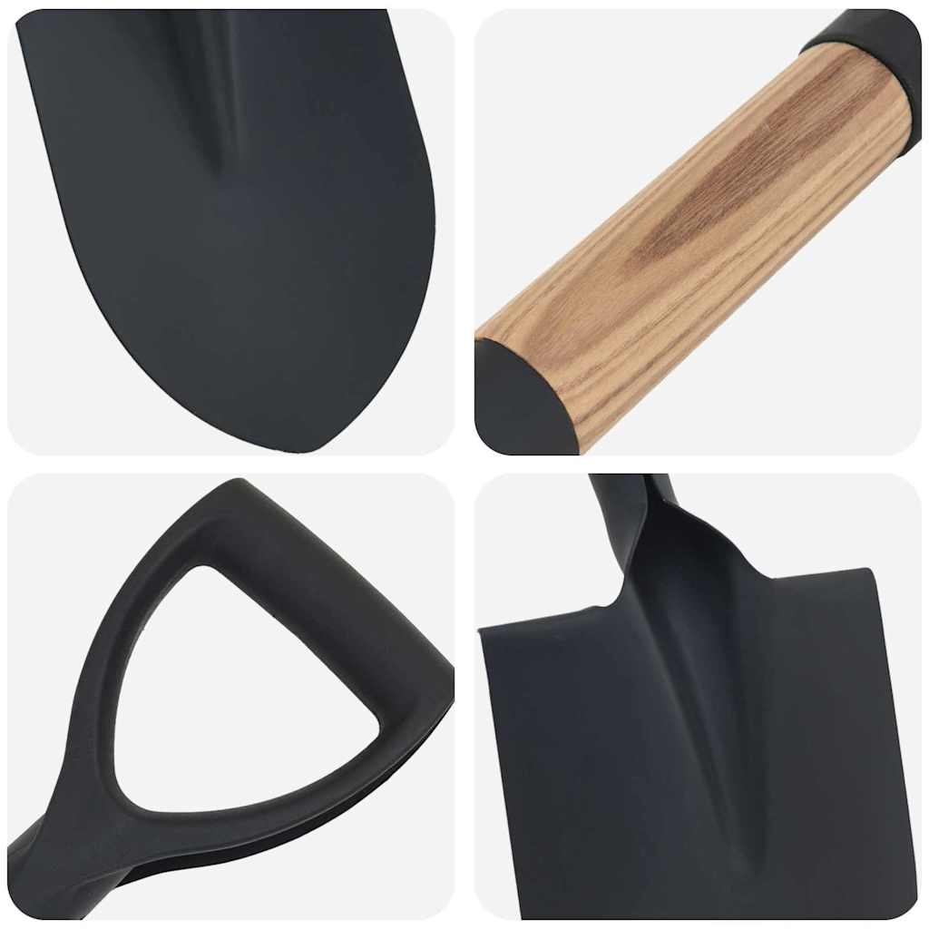 Pala Nero 68,5 cm Acciaio Rivestito e Legno Massiccio