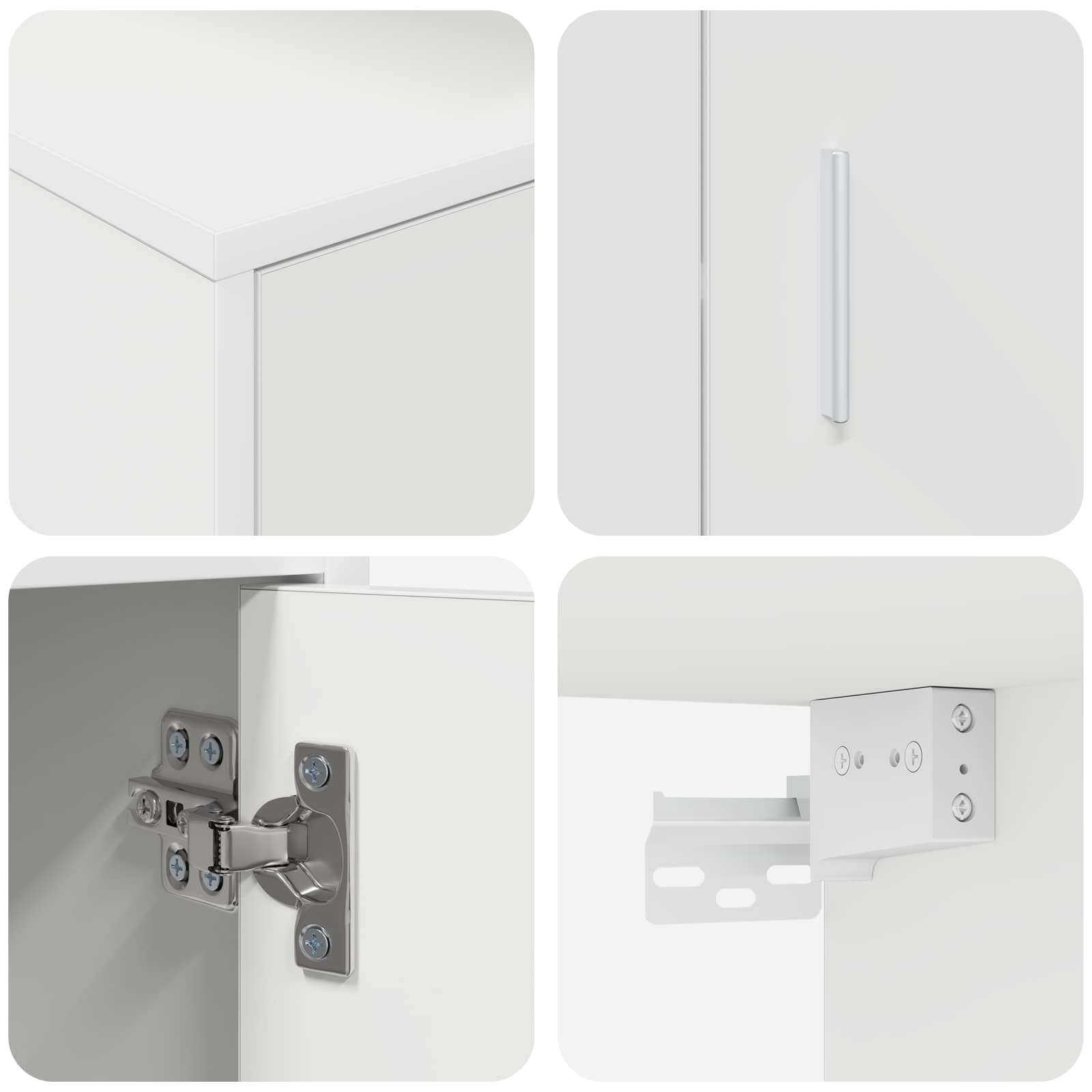 Set mobile TV Montaggio a parete 4 pcs Bianco Legno multistrato