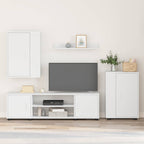 Set mobile TV Montaggio a parete 4 pcs Bianco Legno multistrato