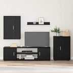 Set mobile TV 4 pcs Rovere Nero Legno multistrato