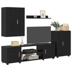 Set mobile TV 4 pcs Rovere Nero Legno multistrato