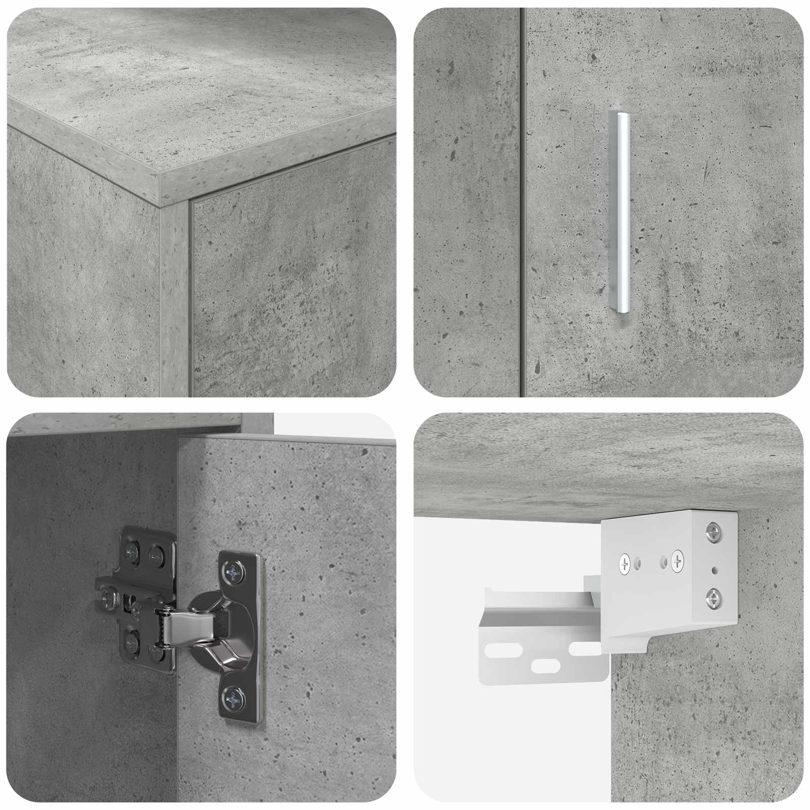 Set mobile TV 4 pcs Grigio cemento Legno multistrato