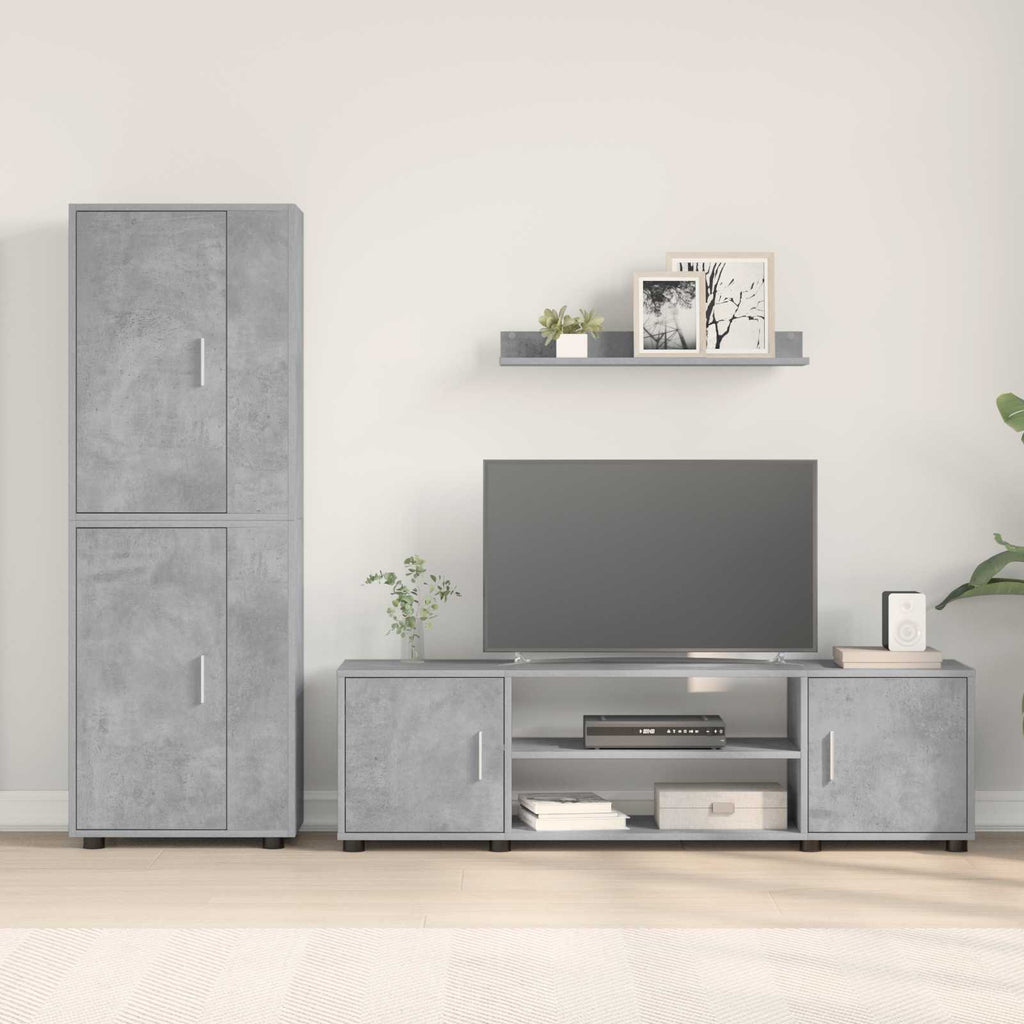 Set mobile TV 4 pcs Grigio cemento Legno multistrato