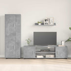Set mobile TV 4 pcs Grigio cemento Legno multistrato