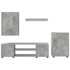 Set mobile TV 4 pcs Grigio cemento Legno multistrato