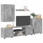 Set mobile TV 4 pcs Grigio cemento Legno multistrato
