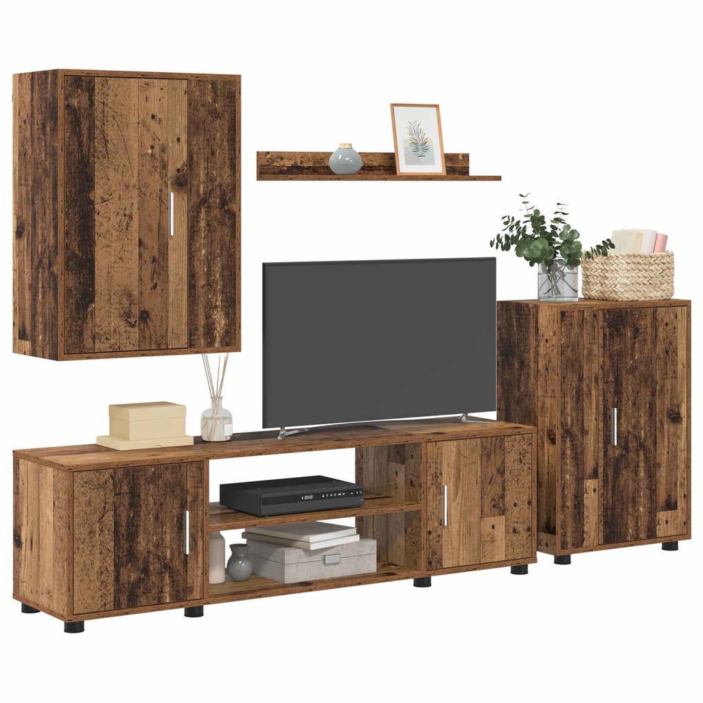 Set mobile TV 4 pcs Legno vecchio Legno multistrato