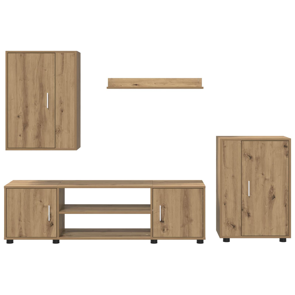 Set mobile TV 4 pcs Rovere artigianale Legno multistrato