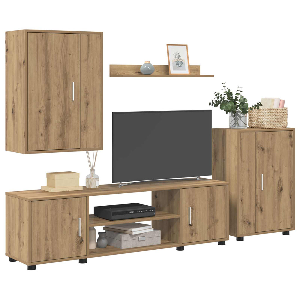 Set mobile TV 4 pcs Rovere artigianale Legno multistrato
