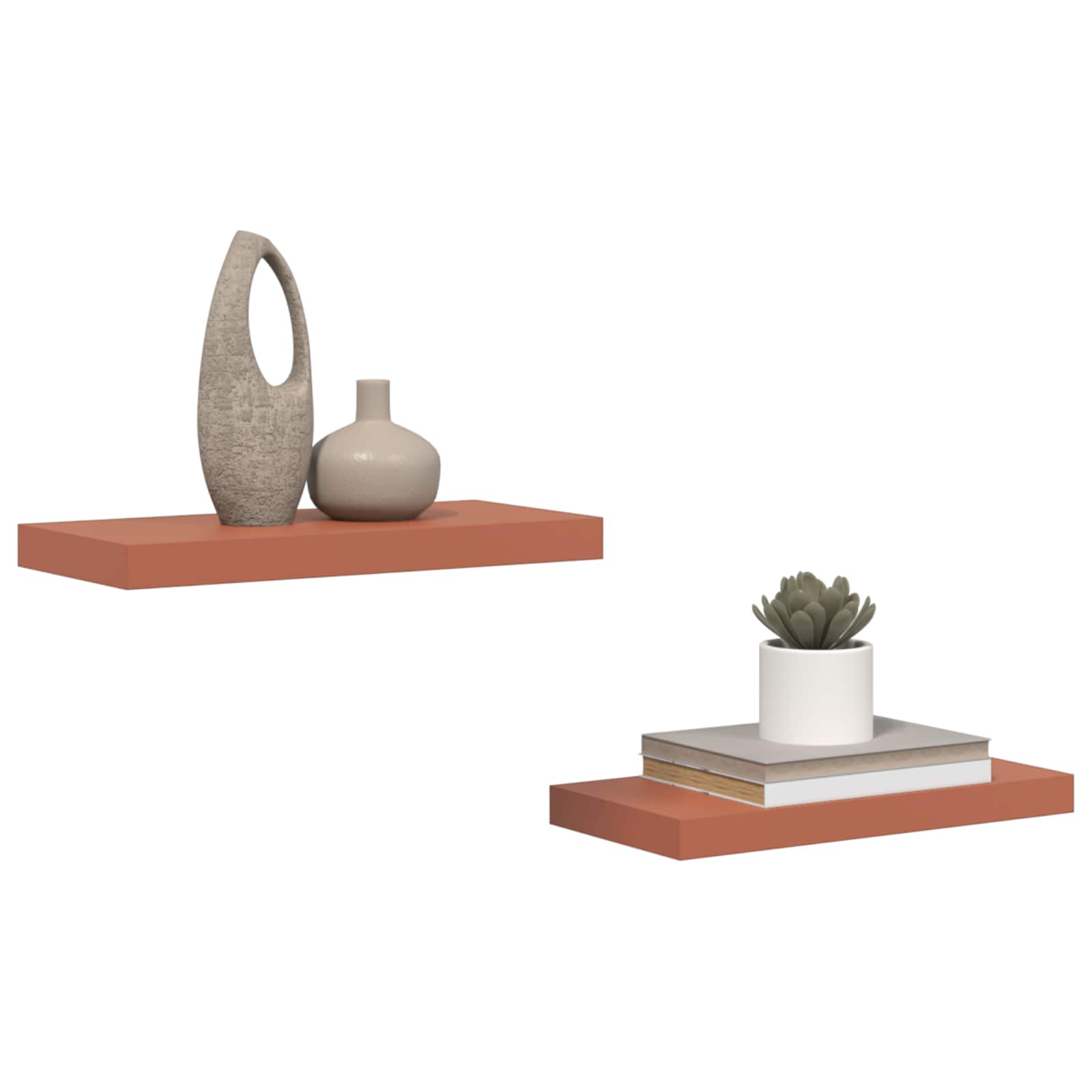 Scaffale da parete 2 pcs Rosso 50 x 23 x 4 cm Legno multistrato