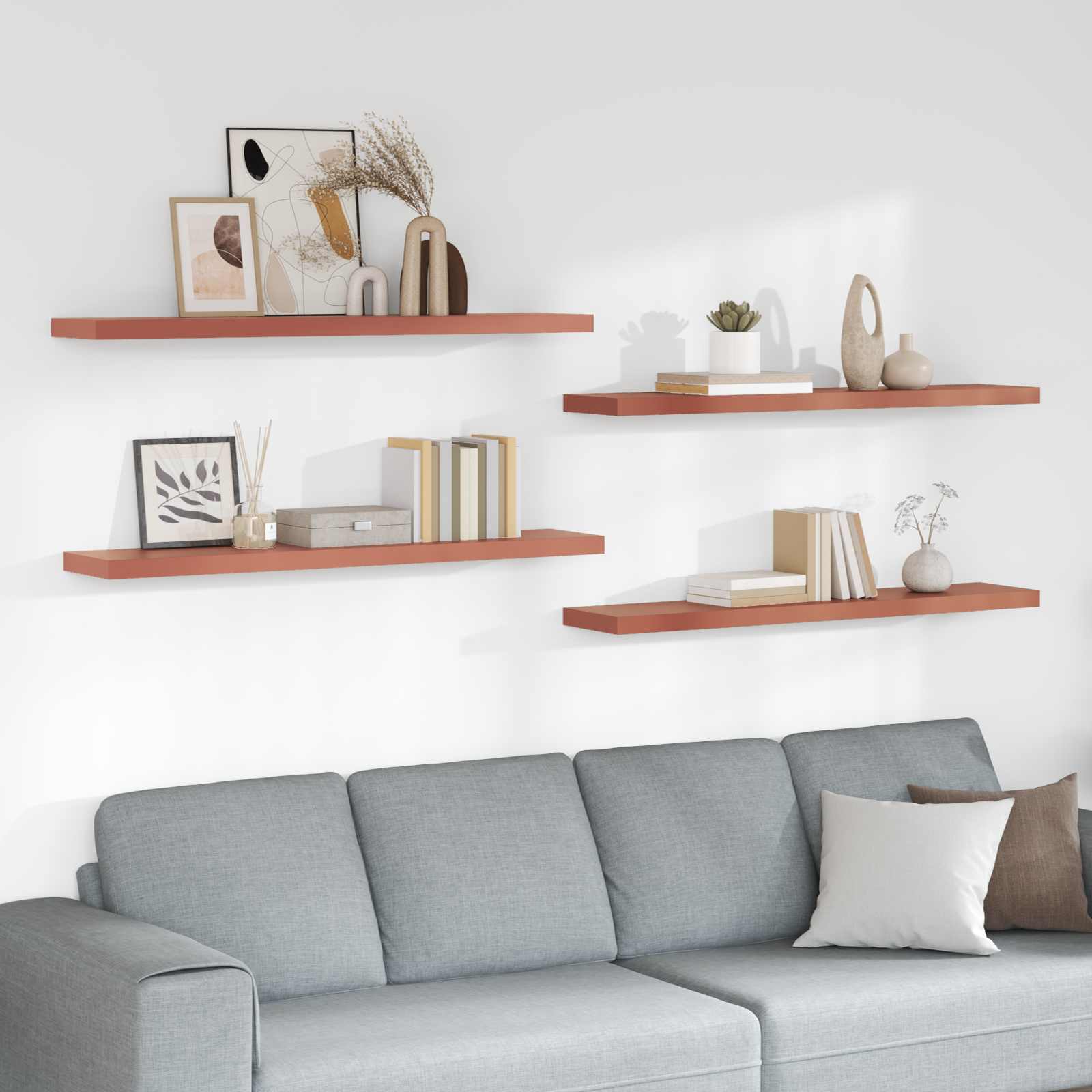 Scaffale da parete 4 pcs Rosso 120 x 23,5 x 4 cm