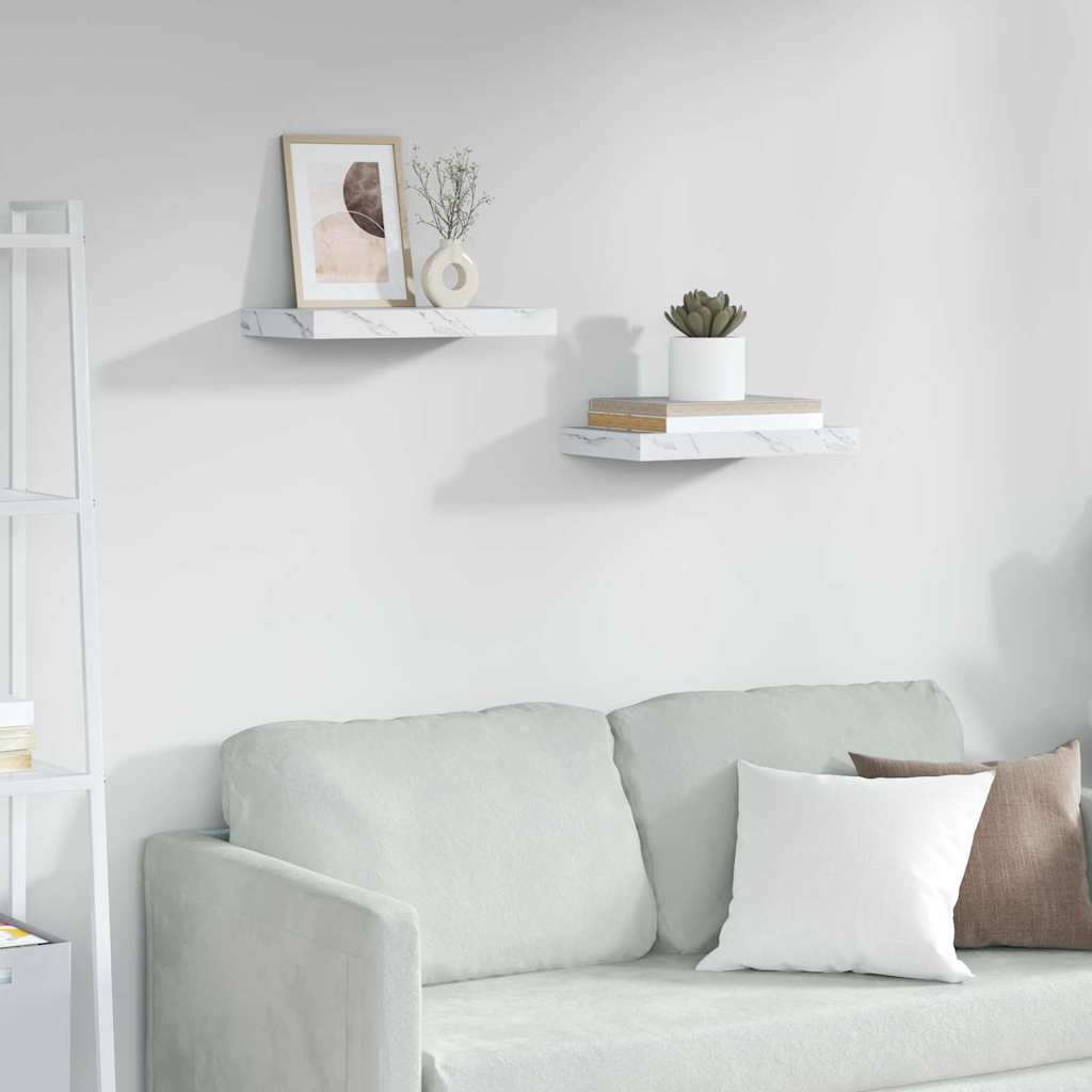 Scaffale da parete 2 pcs Marmo Bianco 40 x 23,5 x 4 cm