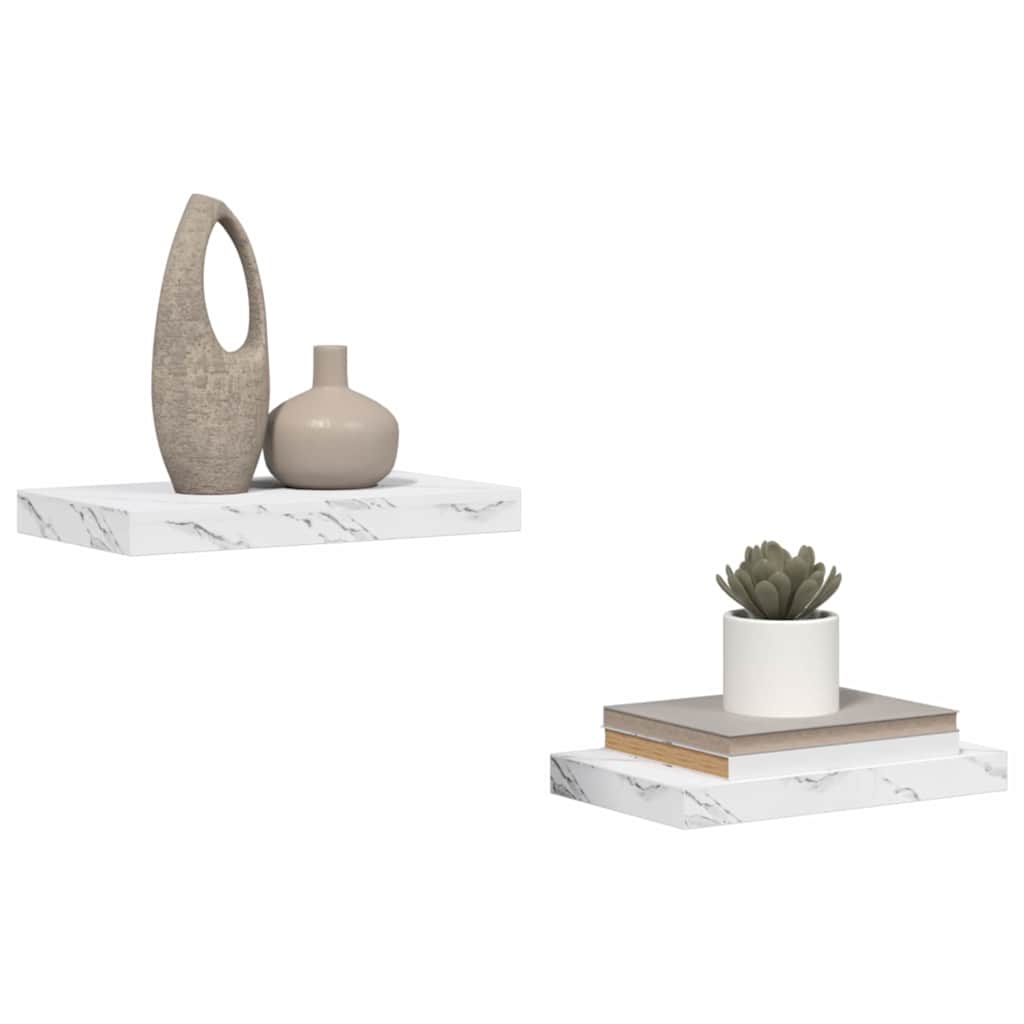 Scaffale da parete 2 pcs Marmo Bianco 40 x 23,5 x 4 cm