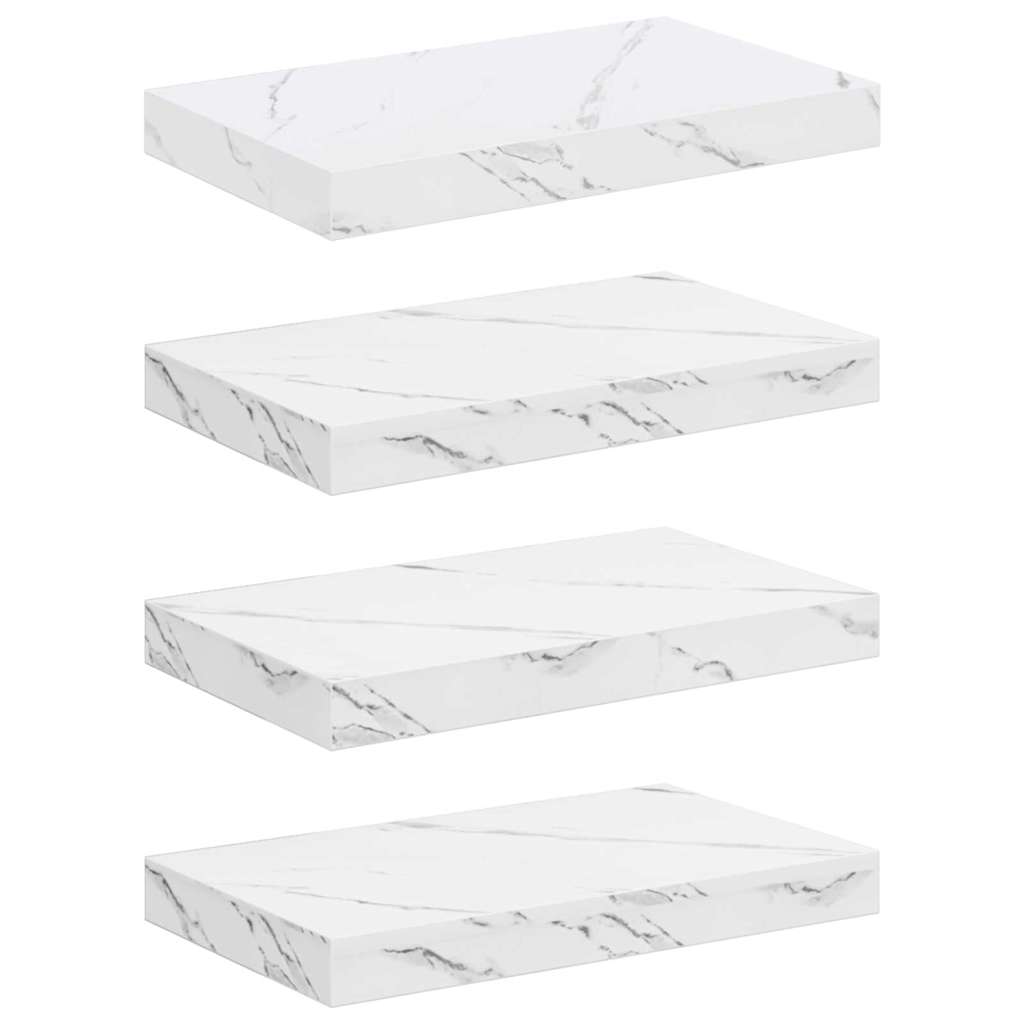 Scaffale da parete 4 pcs Marmo Bianco 40 x 23,5 x 4 cm