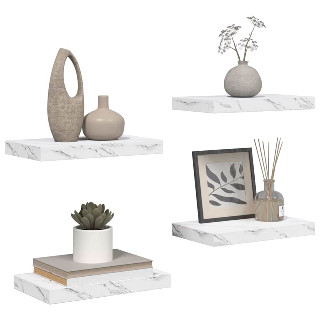 Scaffale da parete 4 pcs Marmo Bianco 40 x 23,5 x 4 cm