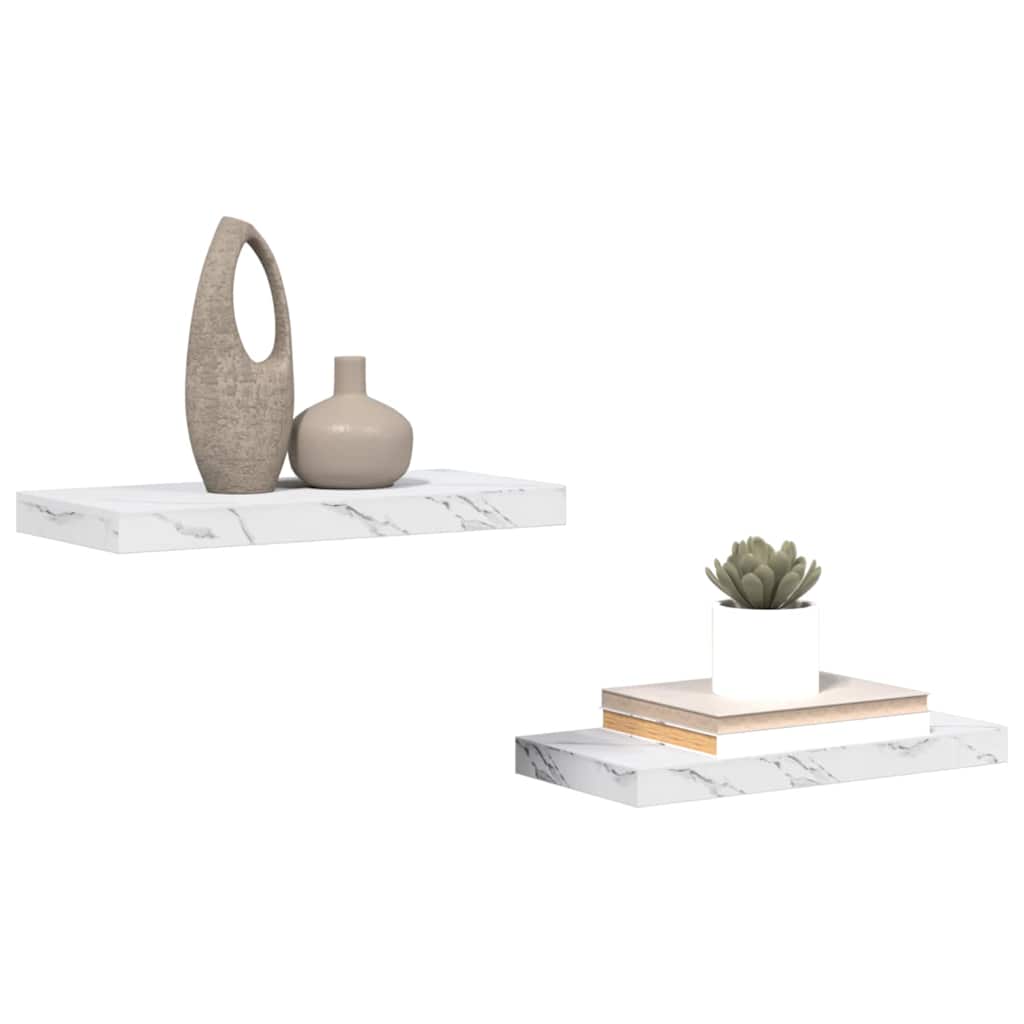 Scaffale da parete 2 pcs Marmo Bianco 50 x 23,5 x 4 cm
