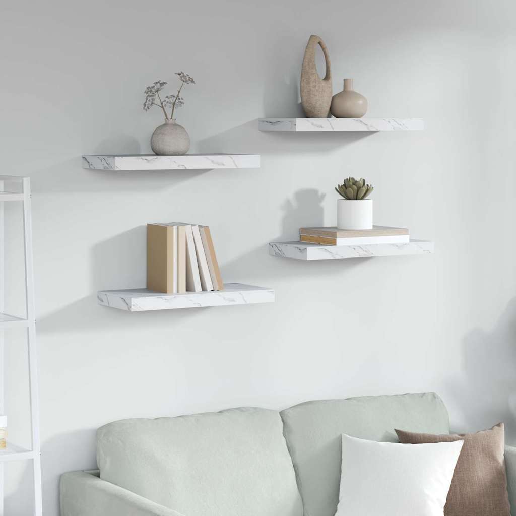 Scaffale da parete 4 pcs Marmo Bianco 50 x 23,5 x 4 cm