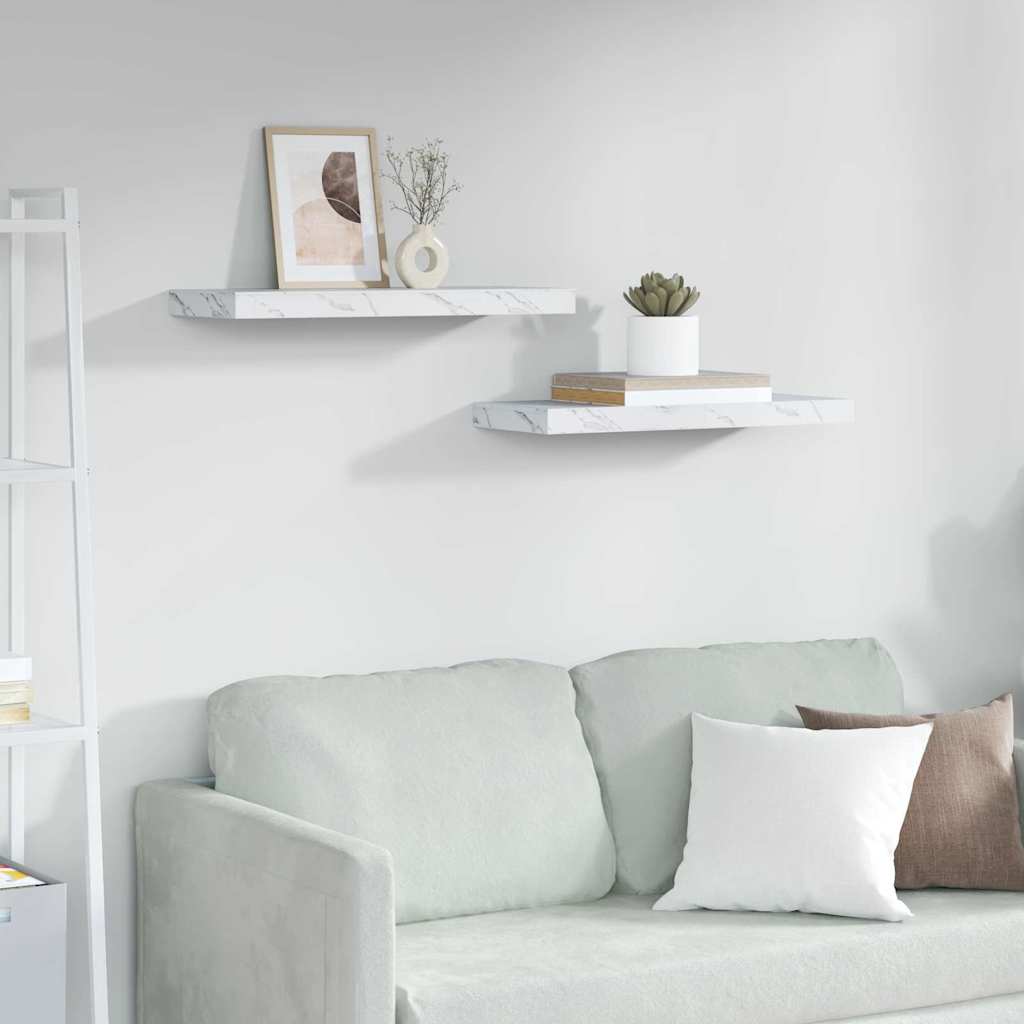 Scaffale da parete 2 pcs Marmo Bianco 60 x 23,5 x 4 cm
