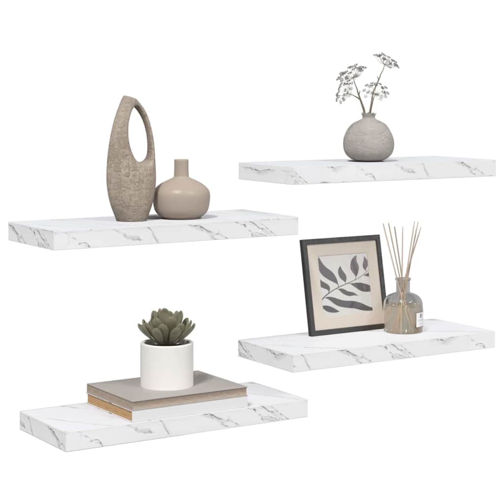 Scaffale da parete 4 pcs Marmo Bianco 60 x 23 x 4 cm