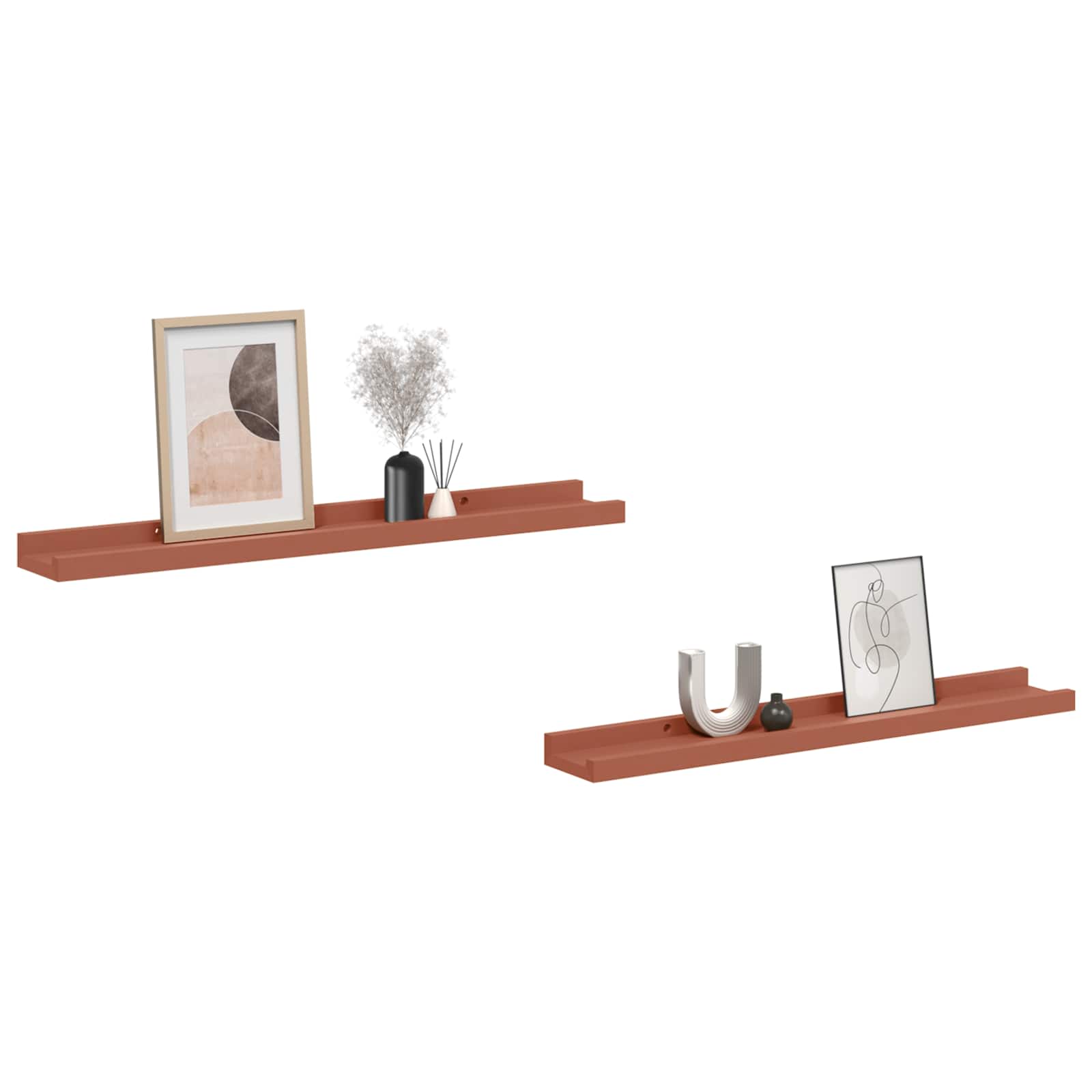 Scaffale da parete 2 pcs Rosso 60 x 9 x 3 cm Legno multistrato