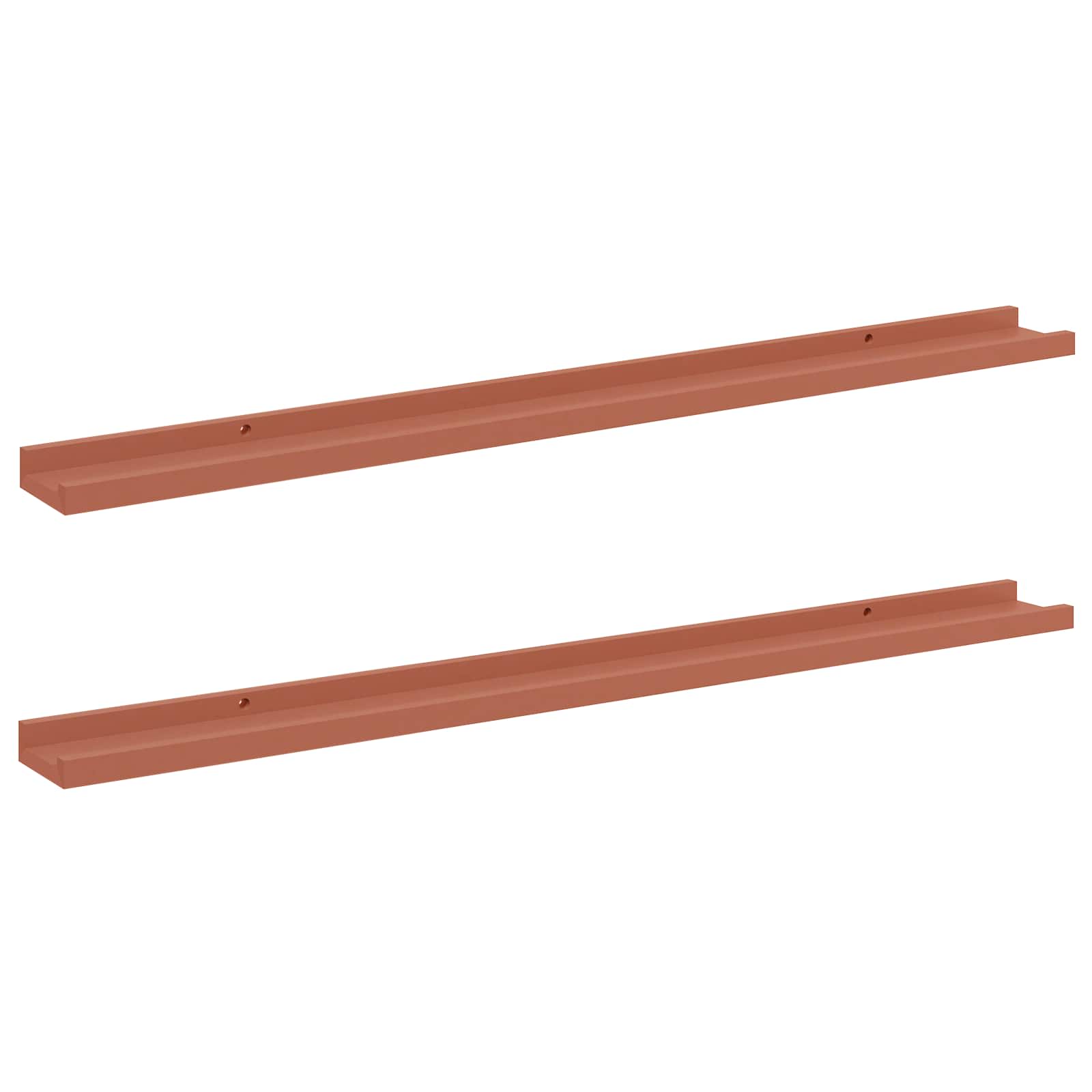 Scaffale da parete 2 pcs Rosso 100 x 9 x 3 cm Legno multistrato