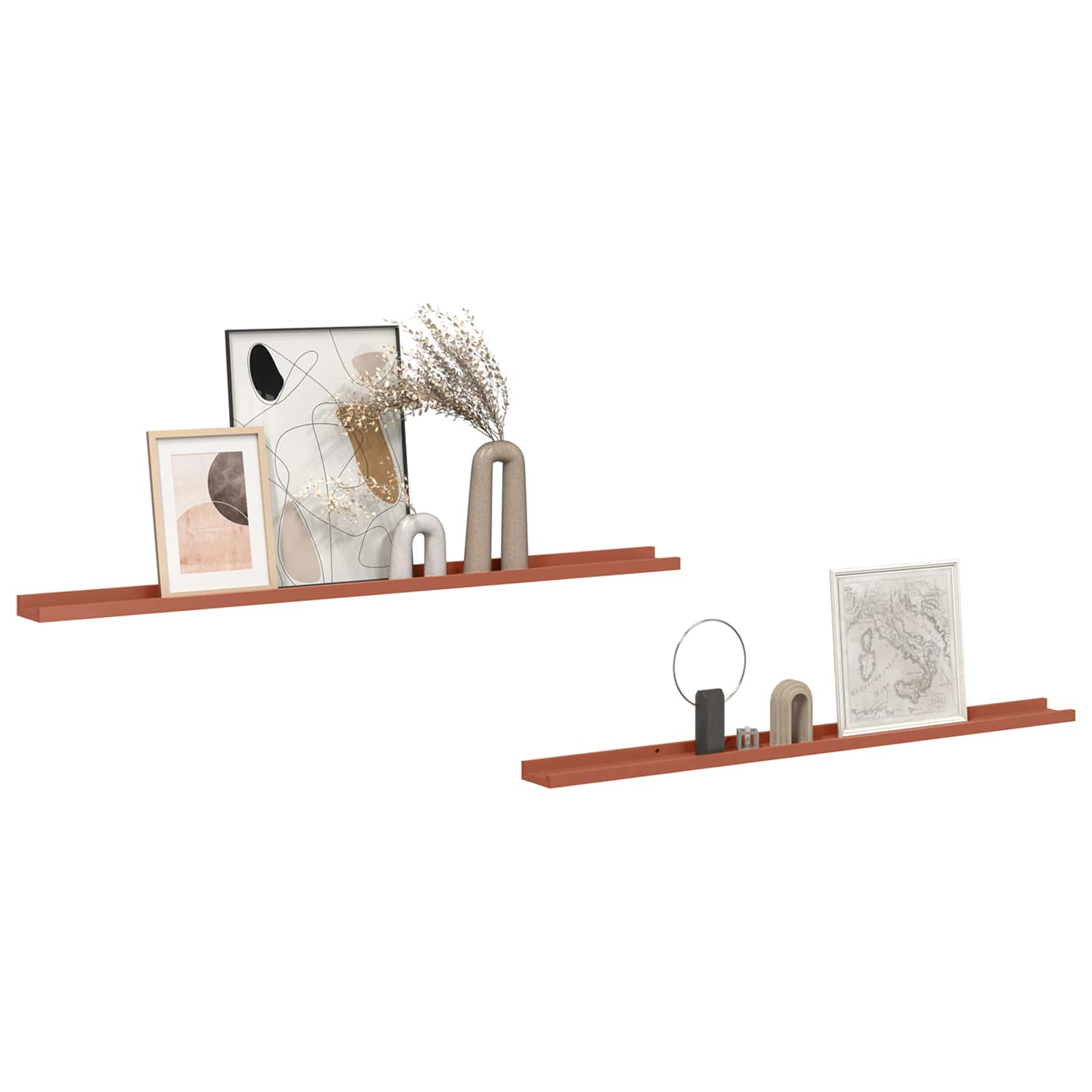 Scaffale da parete 2 pcs Rosso 115 x 9 x 3 cm Legno multistrato