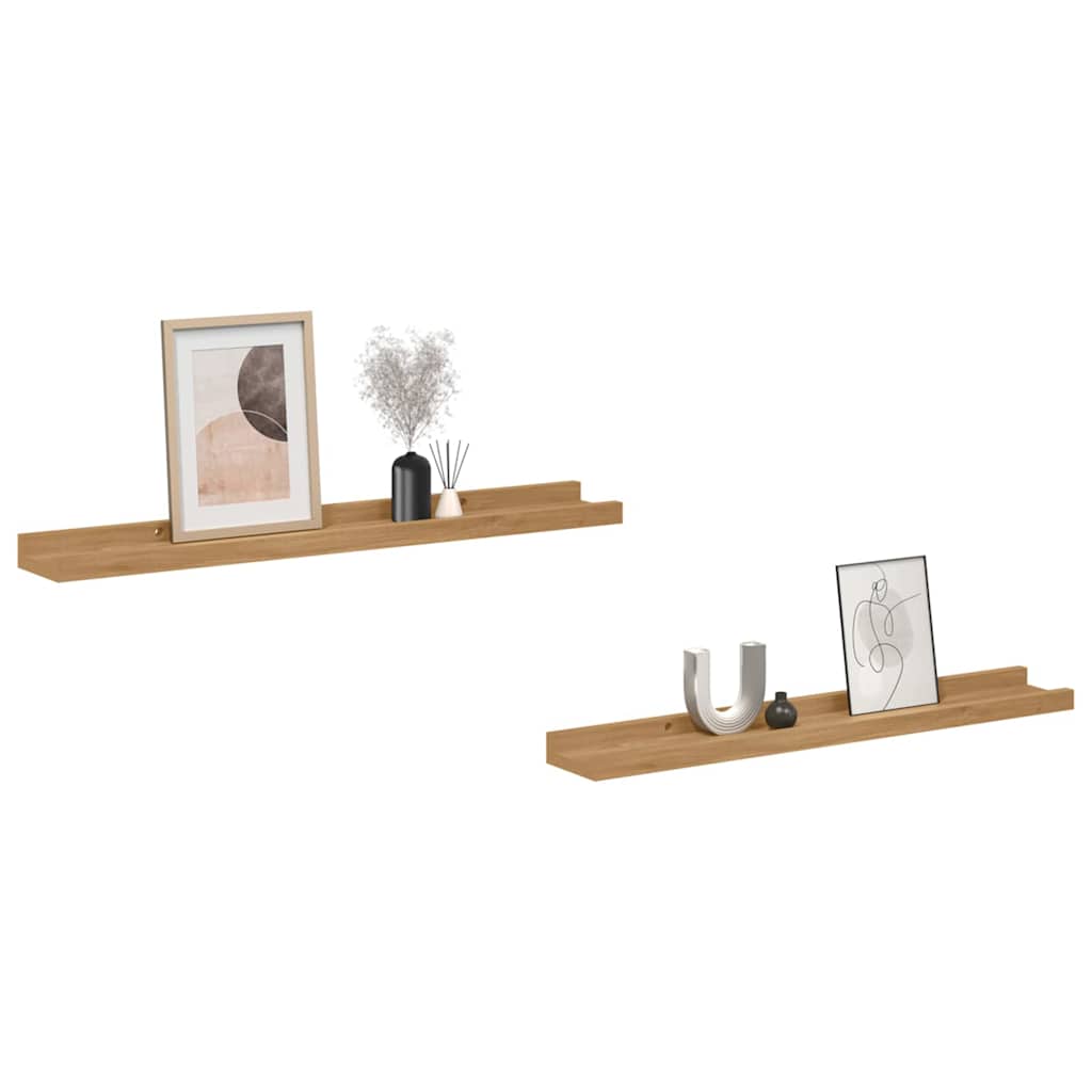 Scaffale da parete con lo scaffale 2 pcs Marrone 60 x 9 x 3 cm