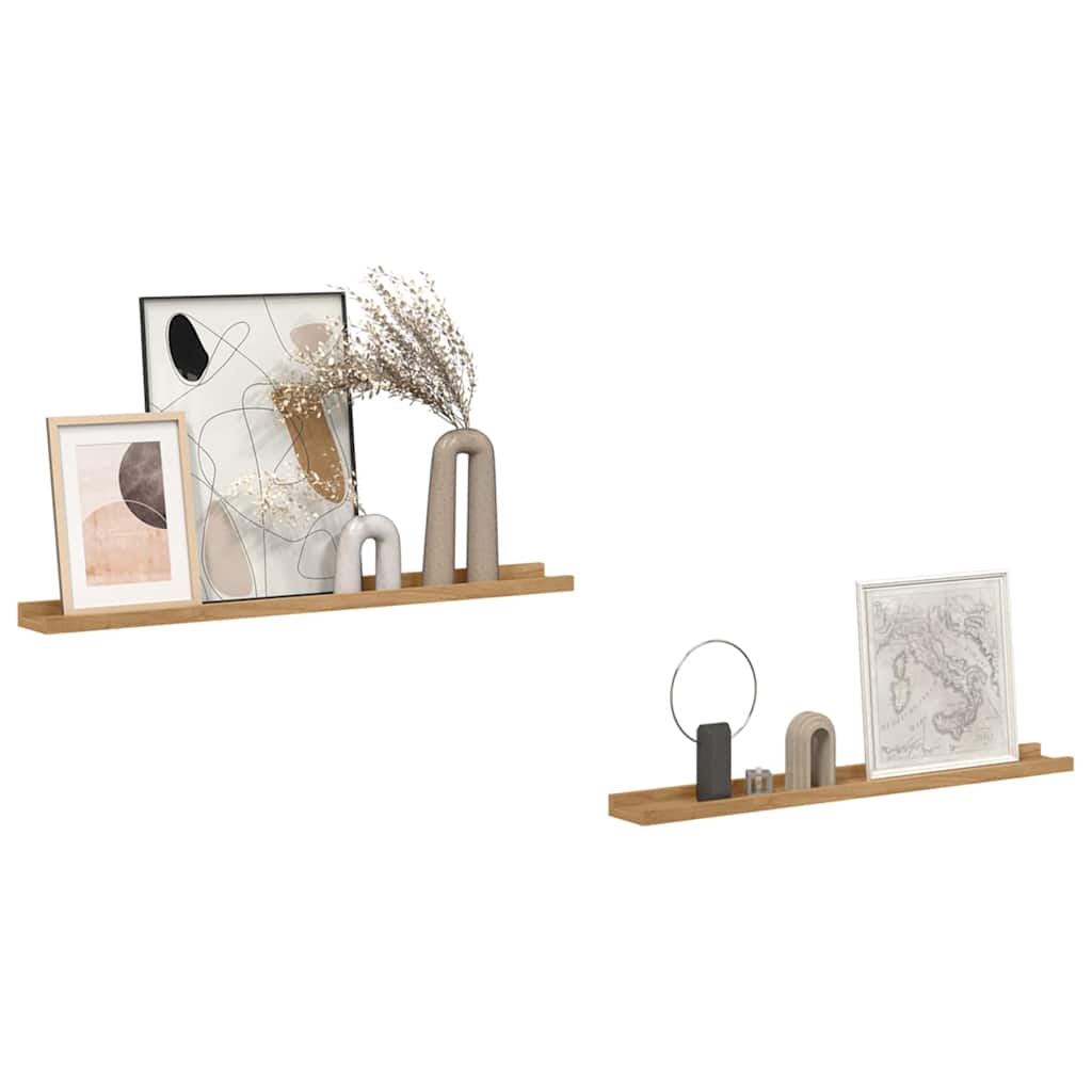Scaffale da parete con lo scaffale 2 pcs Marrone 80 x 9 x 3 cm