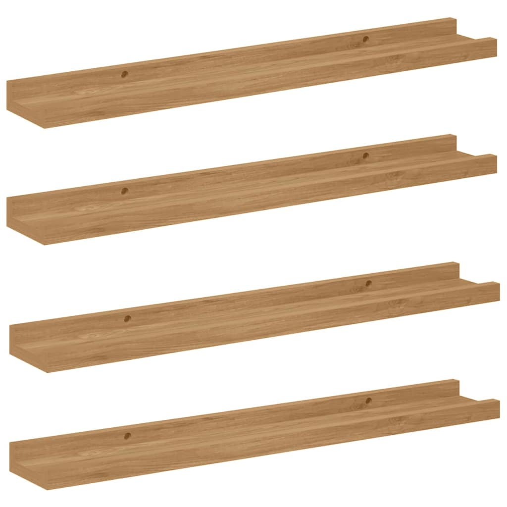 Scaffale da parete con lo scaffale 4 pcs Marrone 60 x 9 x 3 cm