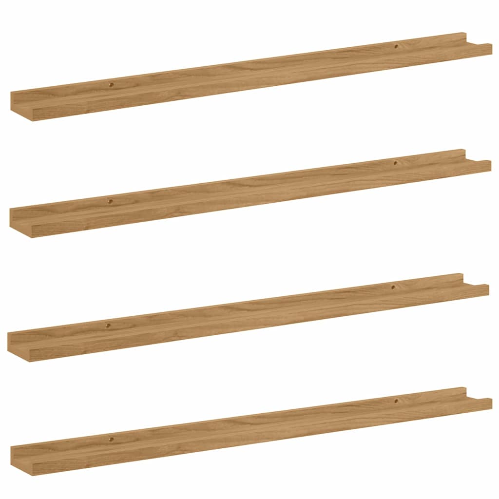 Scaffale da parete con lo scaffale 4 pcs Marrone 100 x 9 x 3 cm