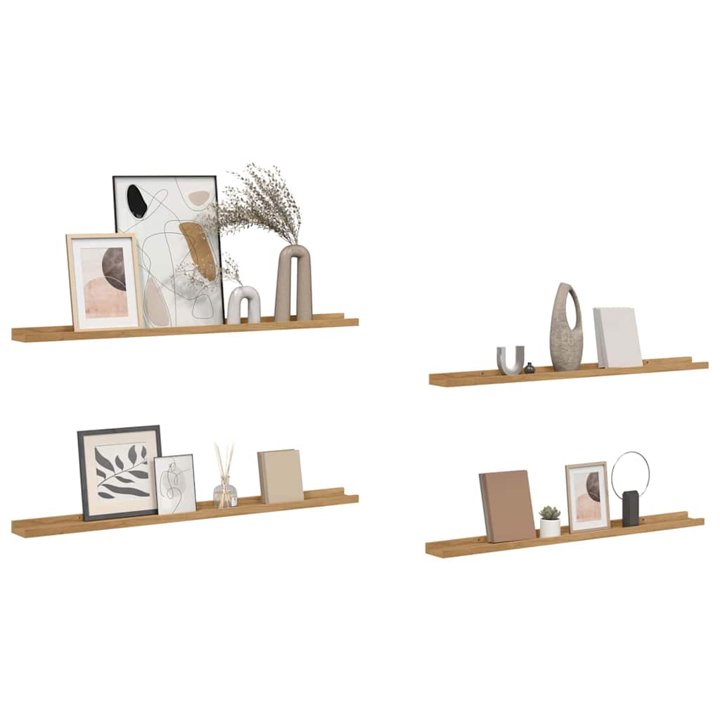 Scaffale da parete con lo scaffale 4 pcs Marrone 100 x 9 x 3 cm