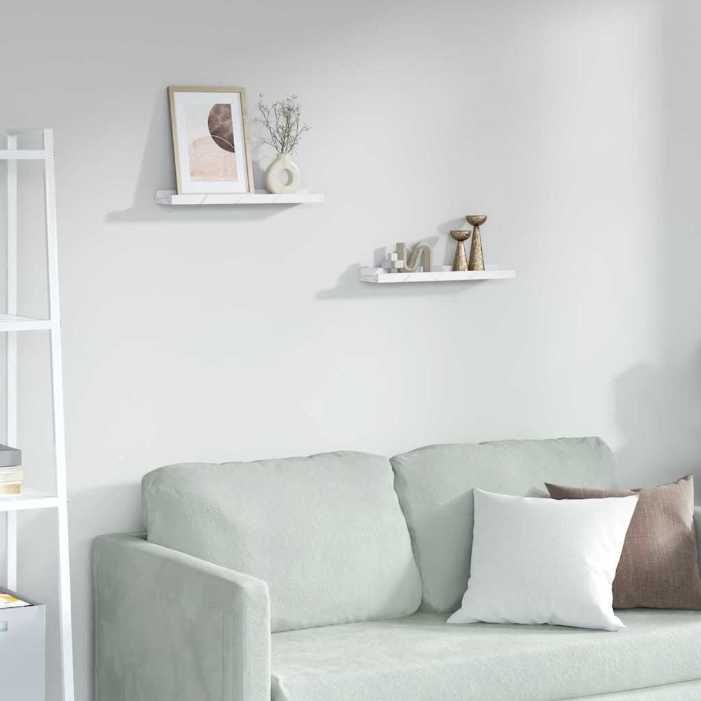 Scaffale da parete 2 pcs Marmo Bianco 40 x 9 x 3 cm