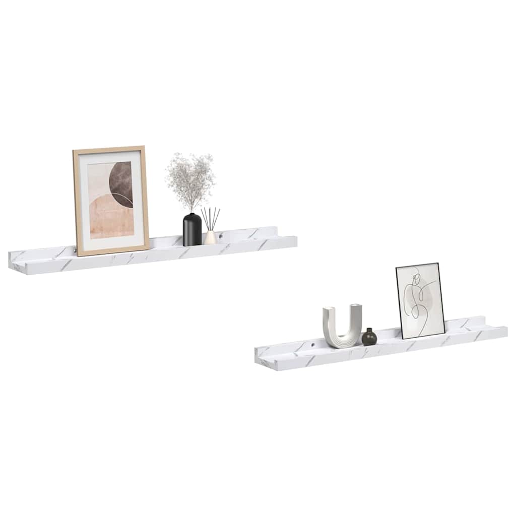 Scaffale da parete 2 pcs Marmo Bianco 60 x 9 x 3 cm