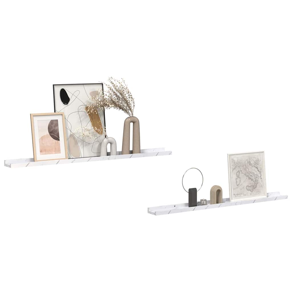Scaffale da parete 2 pcs Marmo Bianco 100 x 9 x 3 cm