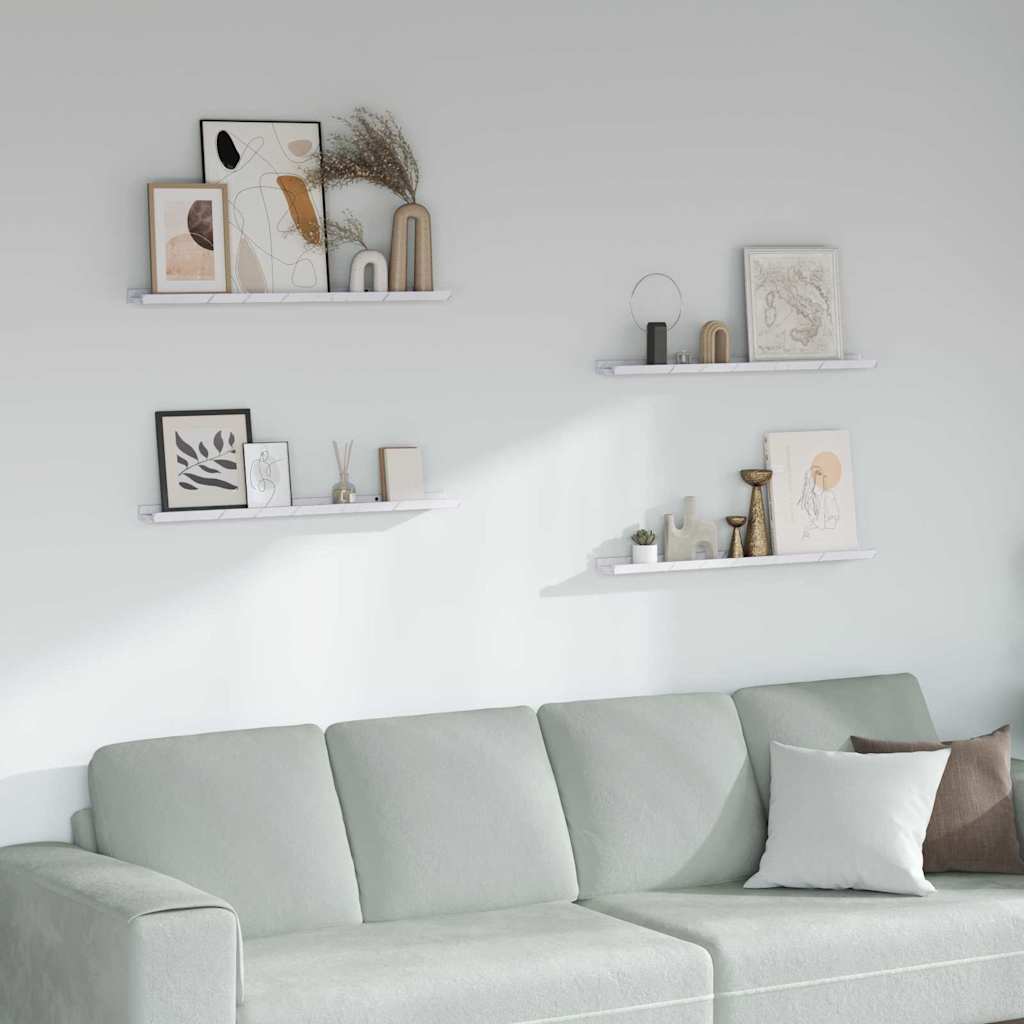 Scaffale da parete 4 pcs Marmo Bianco 80 x 9 x 3 cm