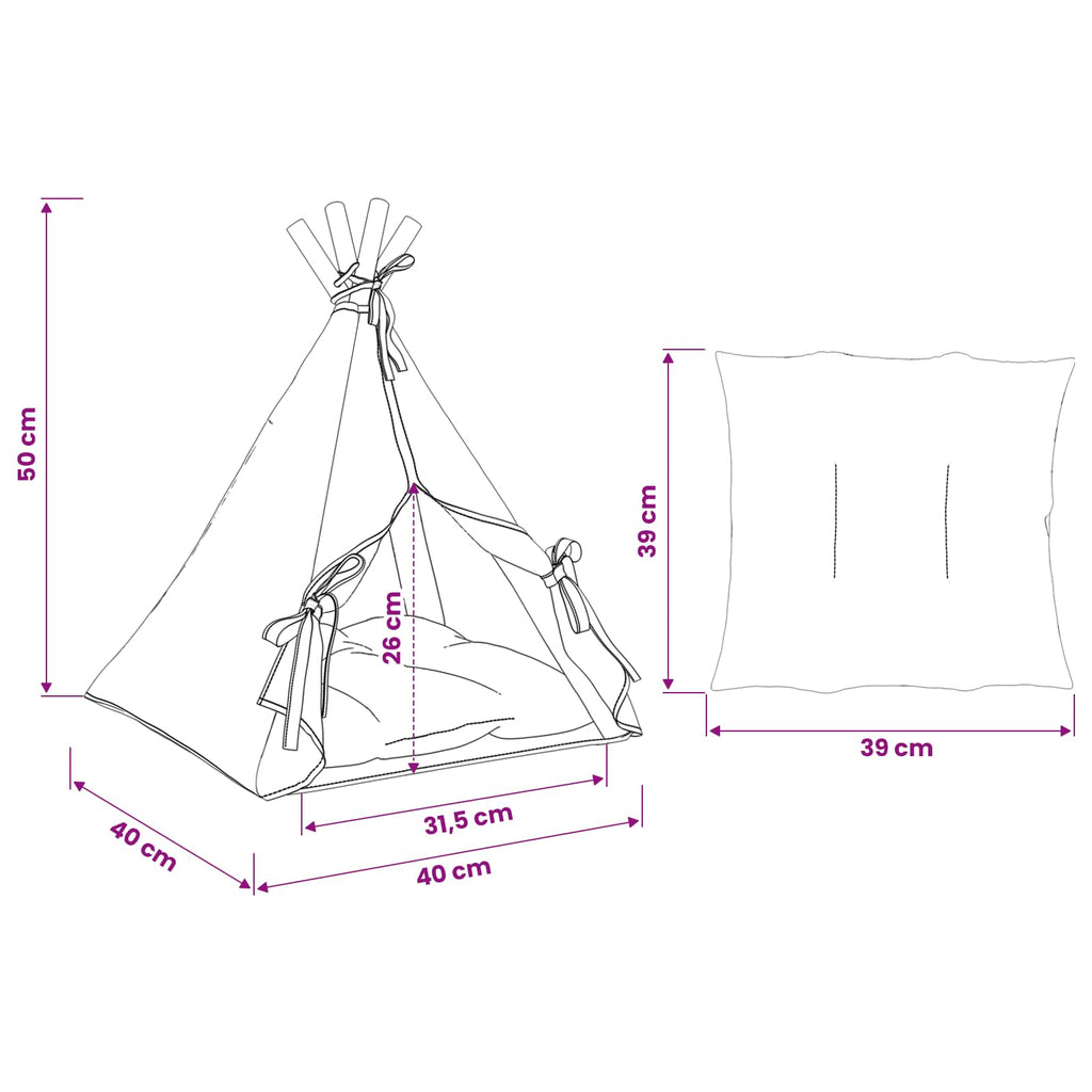Tenda per animali con cuscino Bianco 40 x 40 x 50 cm Poliestere