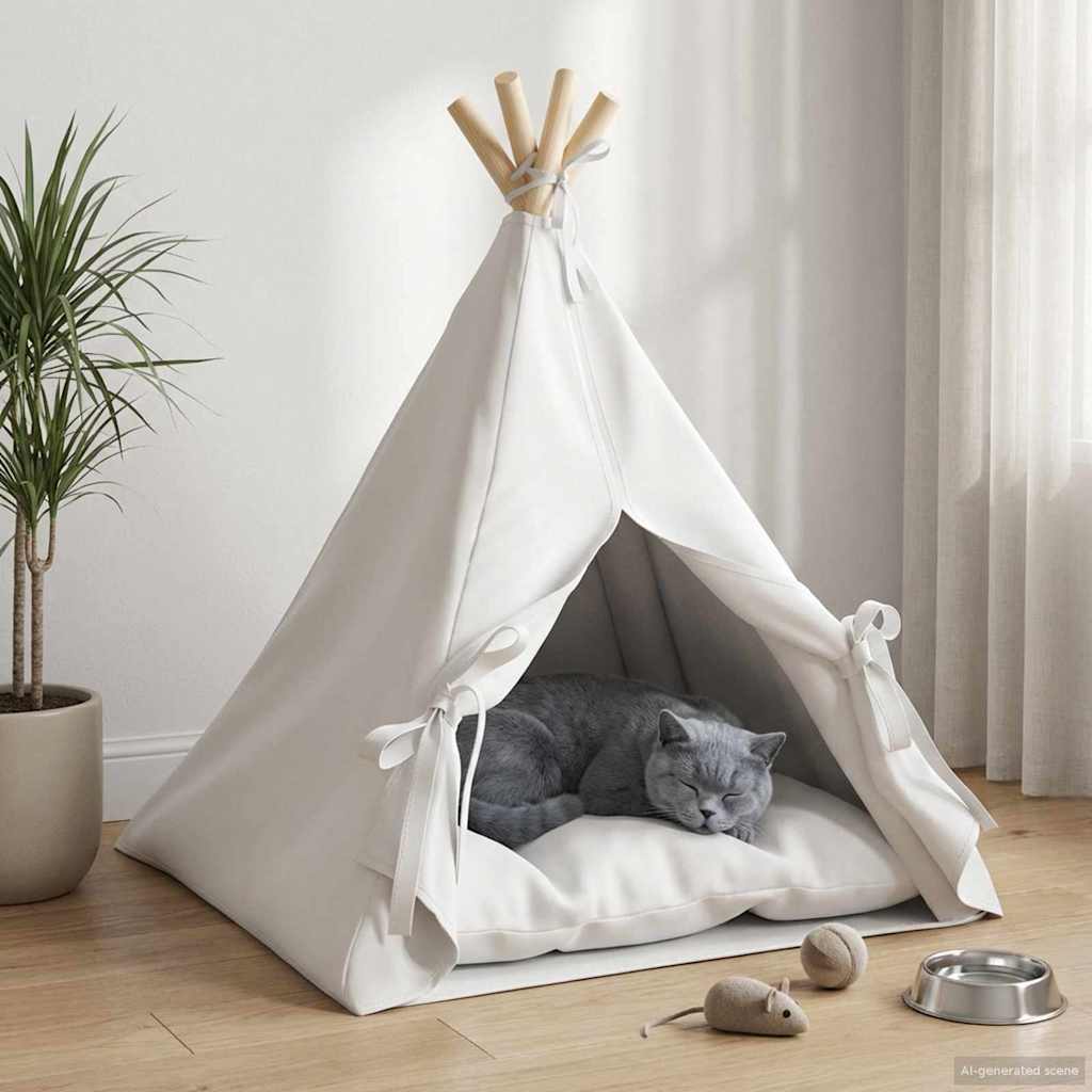 Tenda per animali con cuscino Bianco 50 x 50 x 60 cm Poliestere