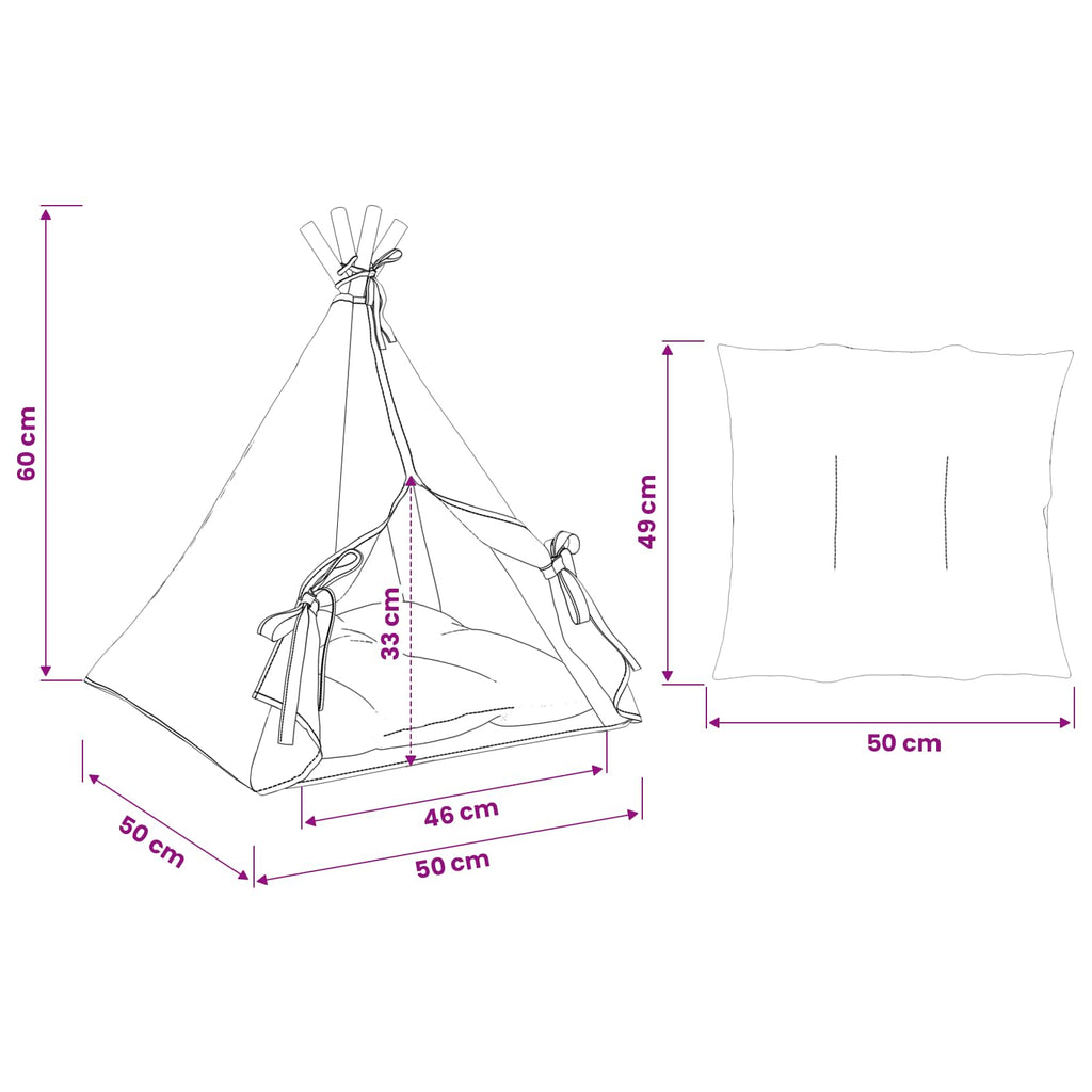 Tenda per animali con cuscino Bianco 50 x 50 x 60 cm Poliestere