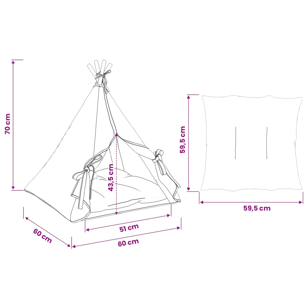 Tenda per animali con cuscino Bianco 60 x 60 x 70 cm Poliestere