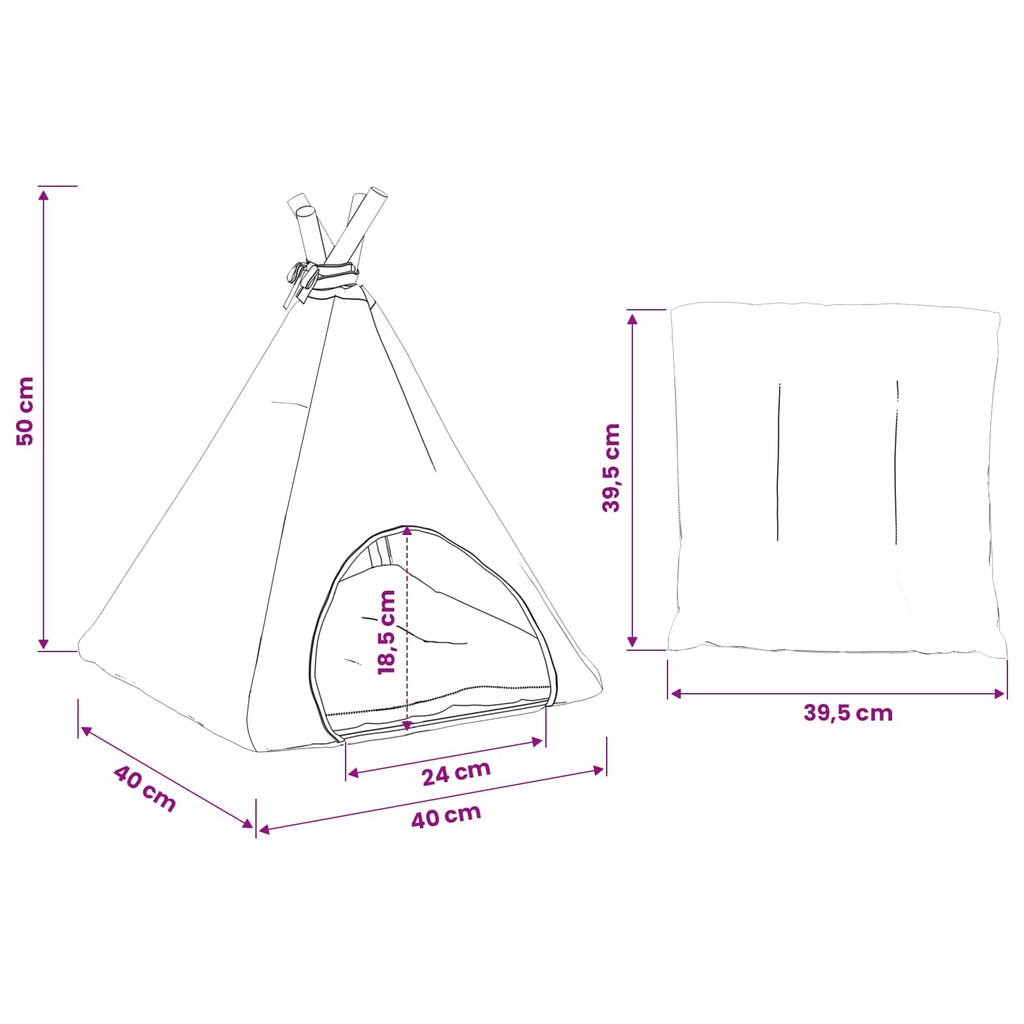 Tenda per animali con cuscino Bianco e Grigio 40 x 40 x 50 cm