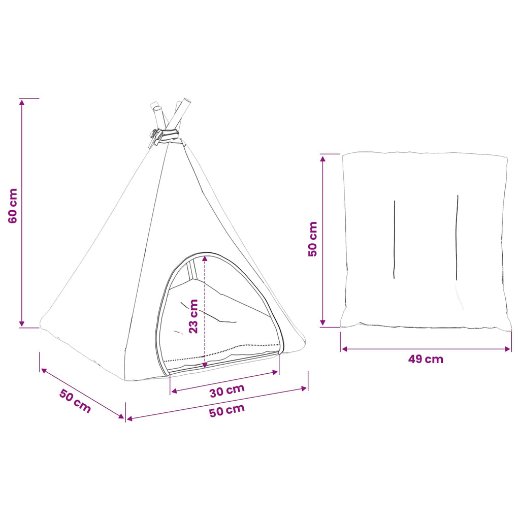 Tenda per animali con cuscino Bianco e Grigio 50 x 50 x 60 cm