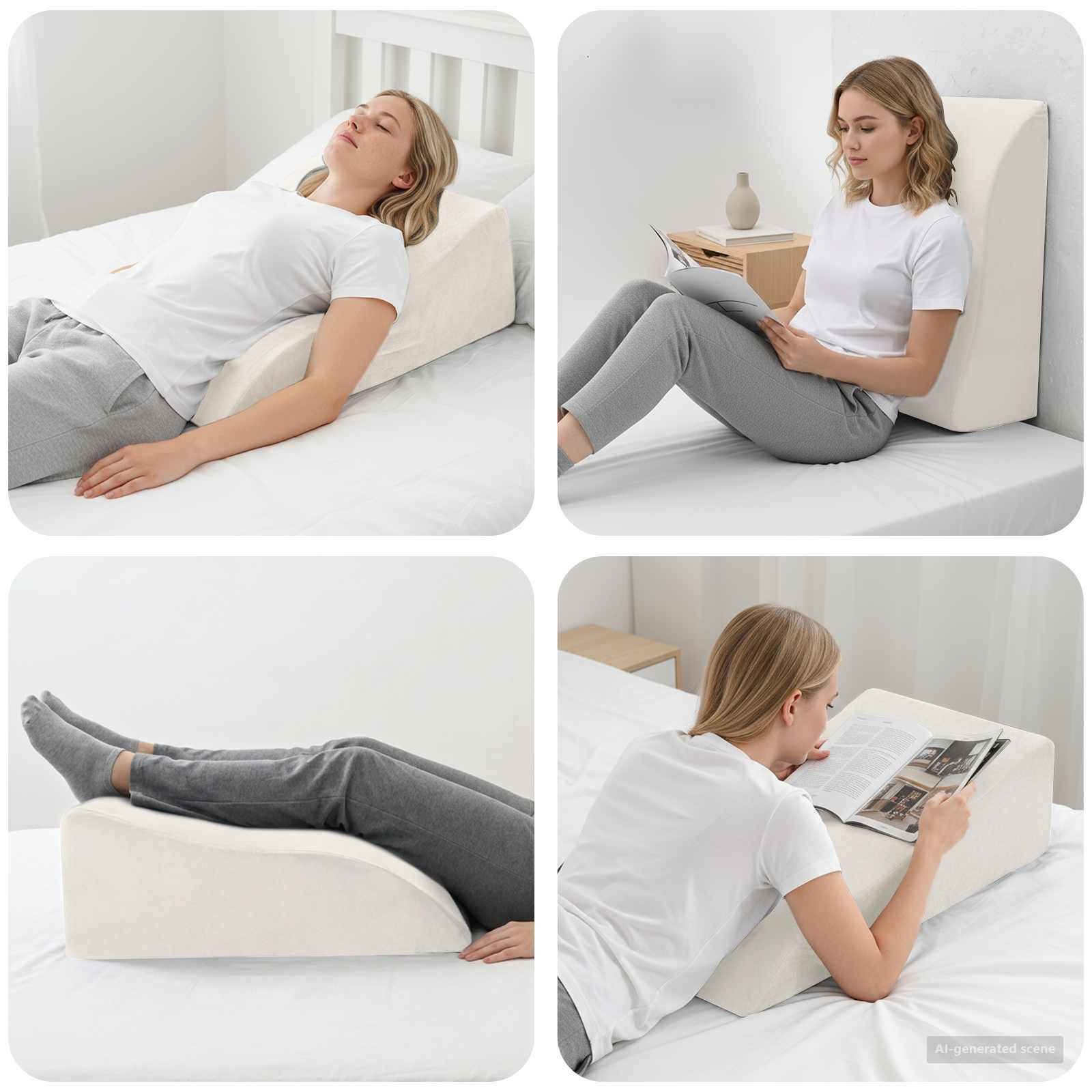 Cuscino per Gambe Bianco 68 x 41 x 24 cm Schiuma PU