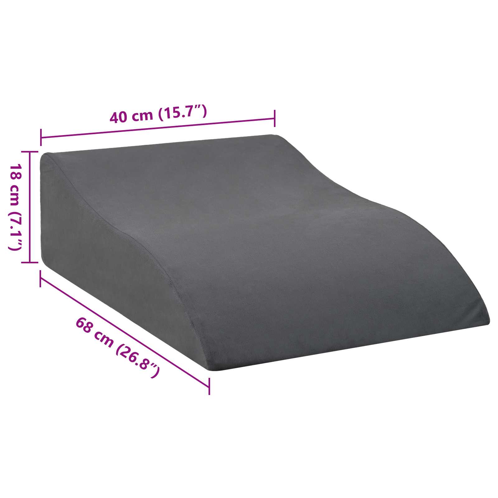 Cuscino per Gambe Grigio 68 x 40 x 18 cm Schiuma PU