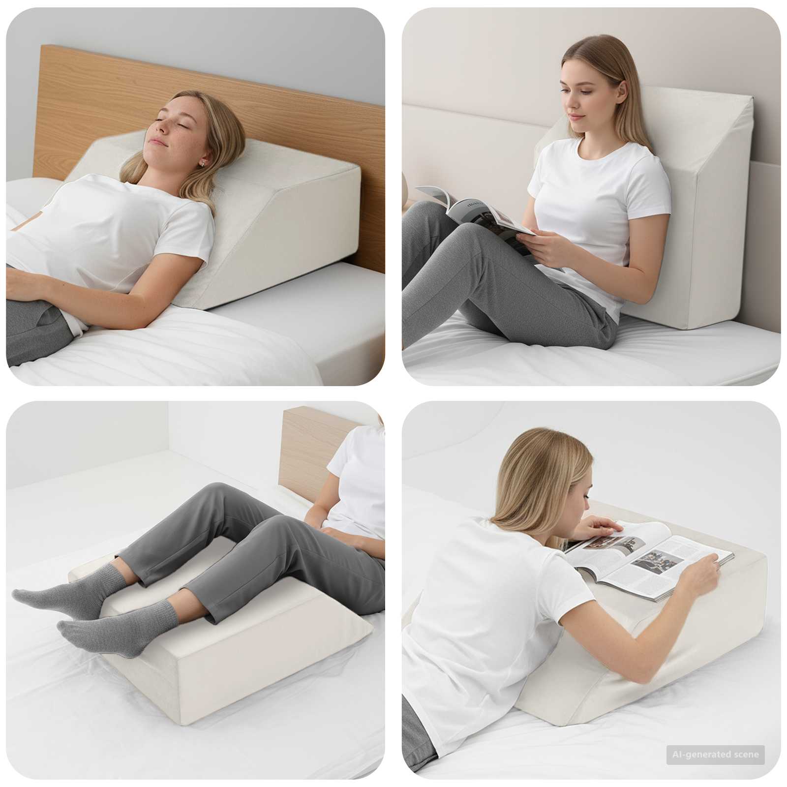 Cuscino per Gambe Bianco 63 x 52 x 19,5 cm Schiuma PU