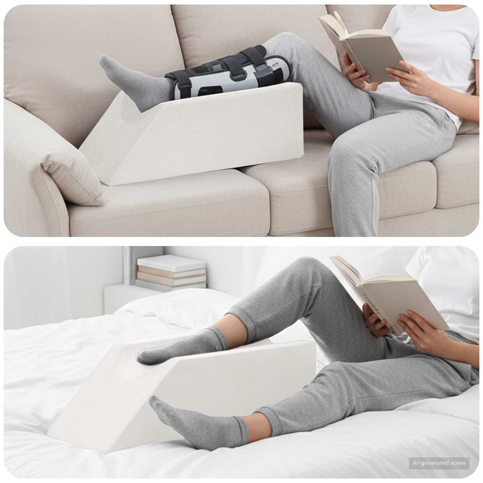 Cuscino per Gambe Bianco 68 x 25 x 21,5 cm Schiuma PU