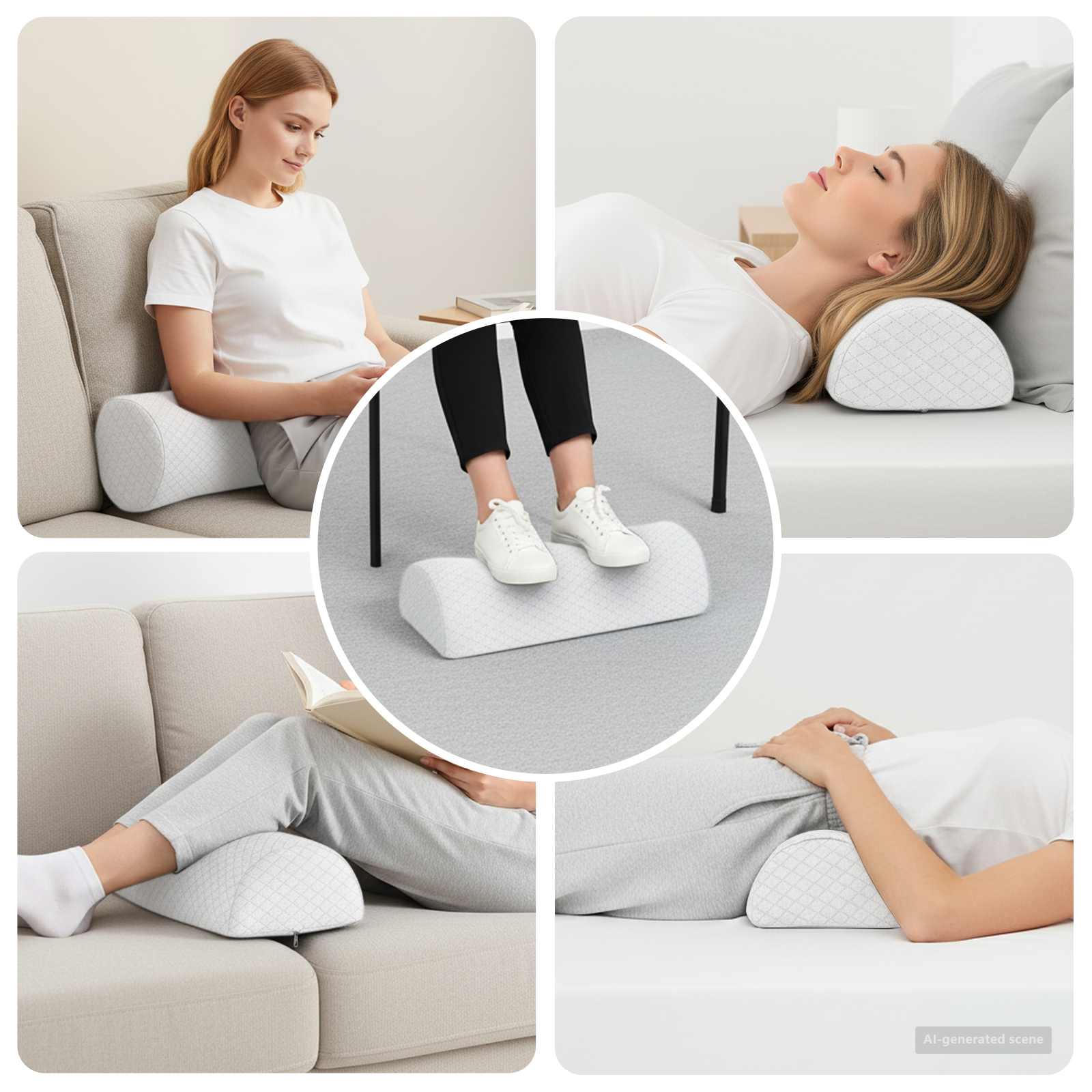 Cuscino per Gambe Bianco 52 x 20 x 12 cm Schiuma Memory