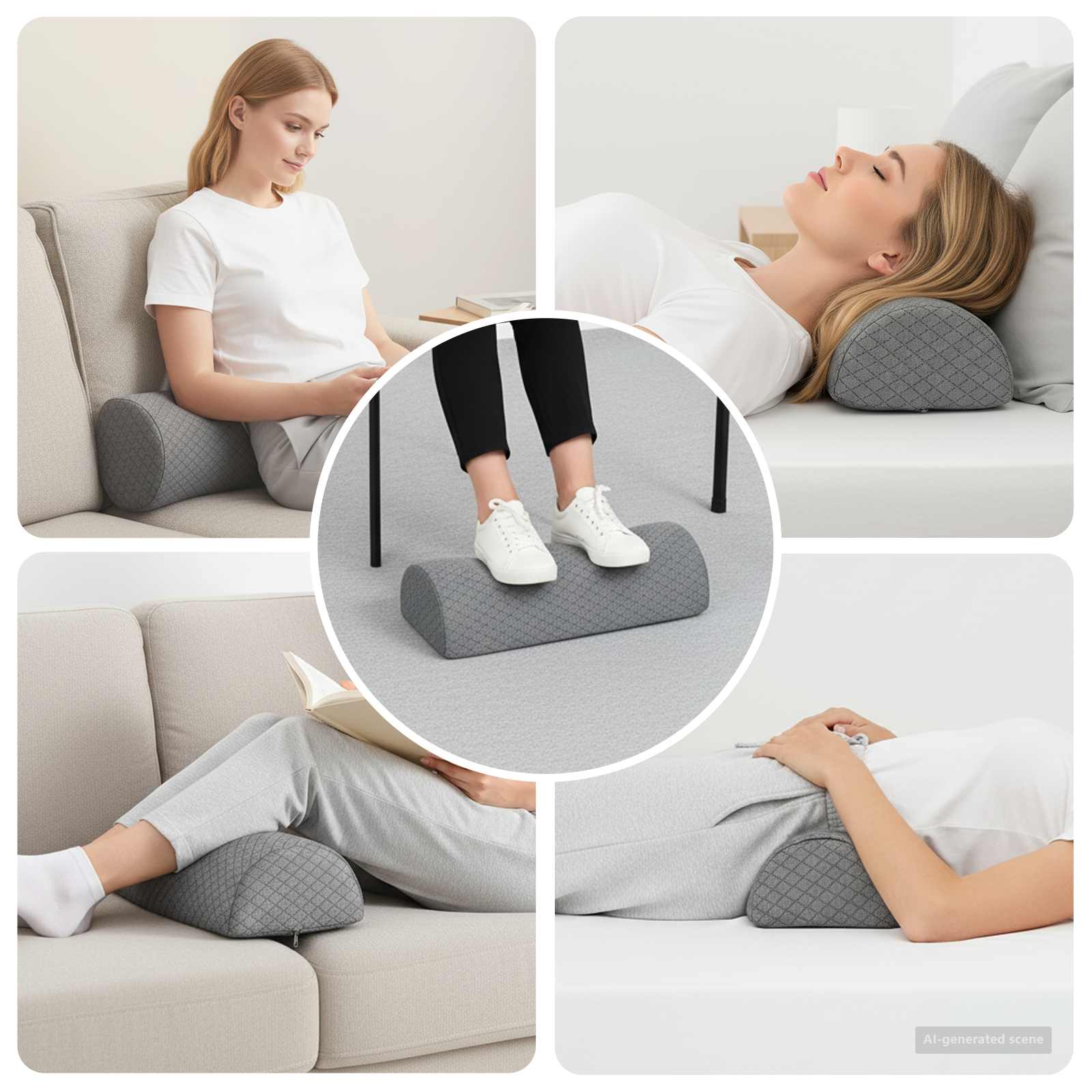 Cuscino per Gambe Grigio 52 x 20 x 11 cm Schiuma Memory