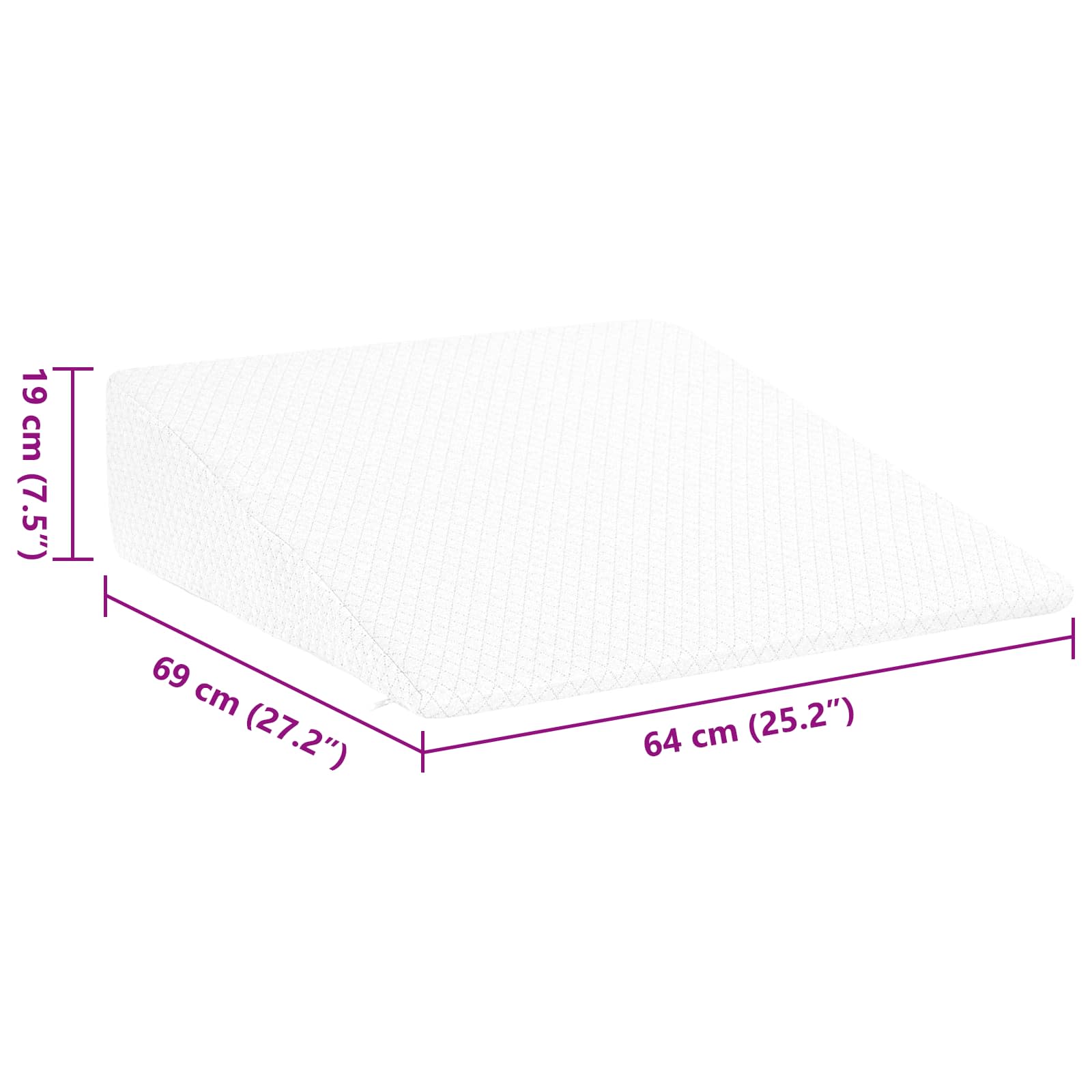 Cuscino a Wedge Bianco 69 x 64 x 19 cm Schiuma Memory